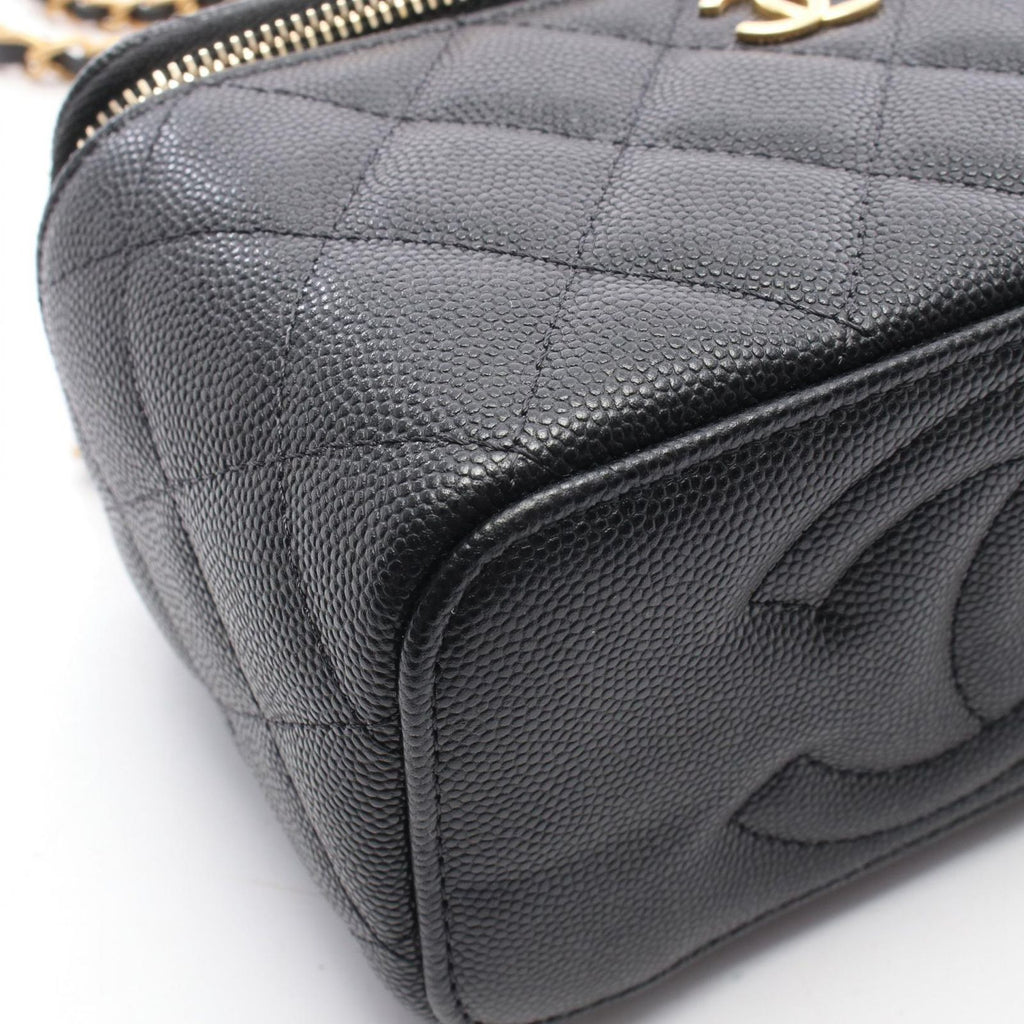 Chanel Shoulder Bag Quilted Vanity Black Calf Chain — view 8