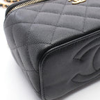 Chanel Shoulder Bag Quilted Vanity Black Calf Chain — view 8
