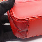 Chanel Shoulder Bag Quilted Red Pink Lambskin Small Chain — view 7