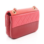 Chanel Shoulder Bag Quilted Red Pink Lambskin Small Chain — view 2