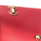 Chanel Shoulder Bag Quilted Red Pink Lambskin Small Chain — view 6