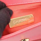 Chanel Shoulder Bag Quilted Red Pink Lambskin Small Chain — view 4