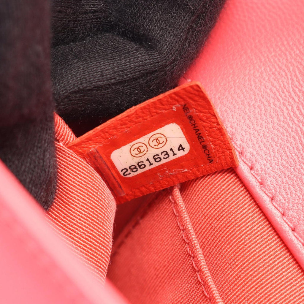 Chanel Shoulder Bag Quilted Red Pink Lambskin Small Chain — view 5