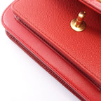 Chanel Shoulder Bag Quilted 2-Way Red Leather Caviar Trichomaterial Small Chain — view 7