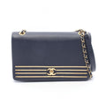 Chanel Shoulder Bag CC Logo Navy Gold Caviar Leather Chain