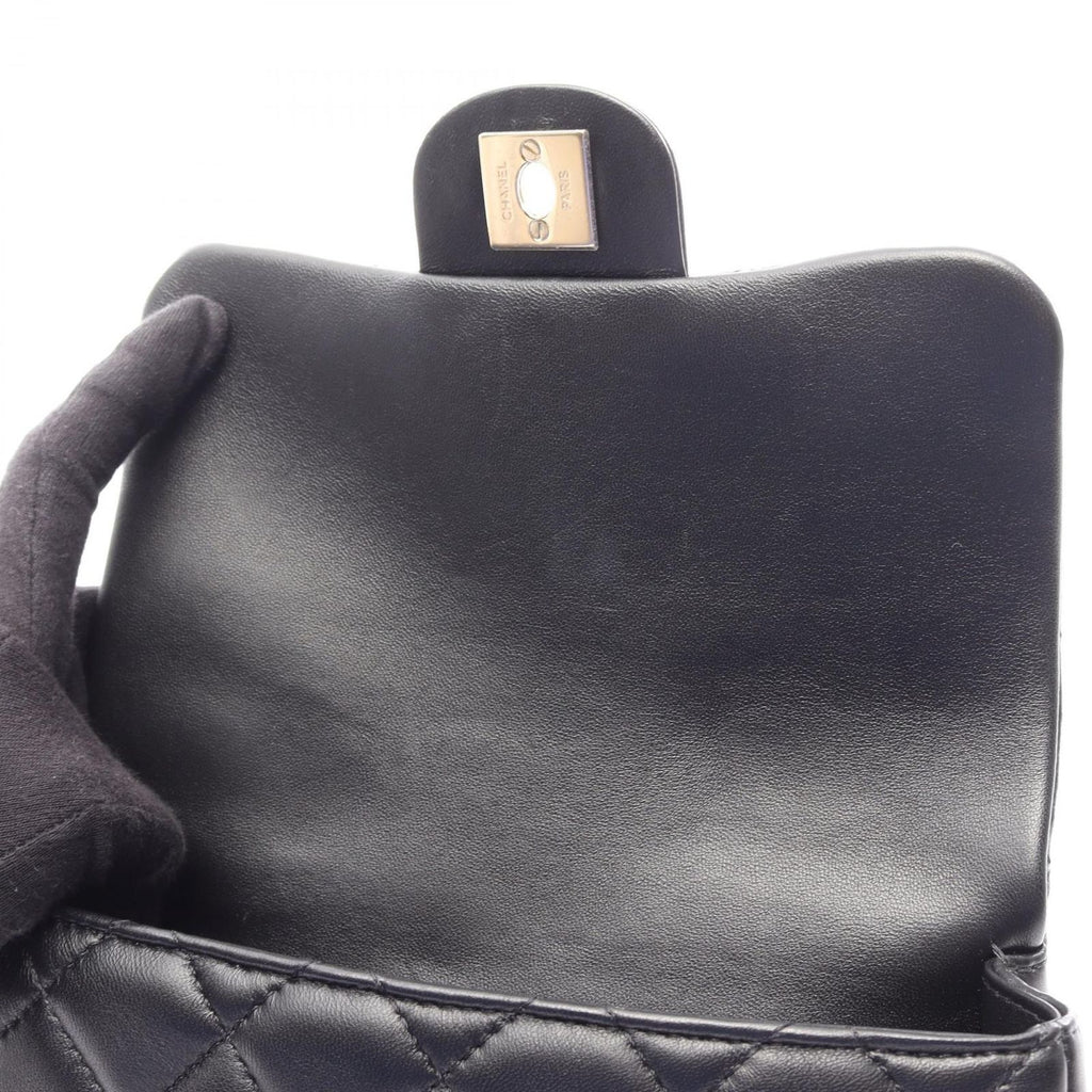 Chanel Shoulder Bag Quilted Chain Around Pearl Black Lambskin — view 6