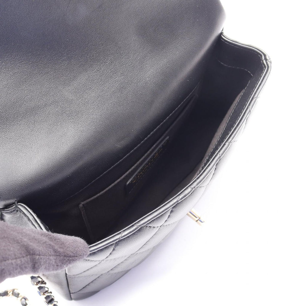 Chanel Shoulder Bag Quilted Chain Around Pearl Black Lambskin — view 3