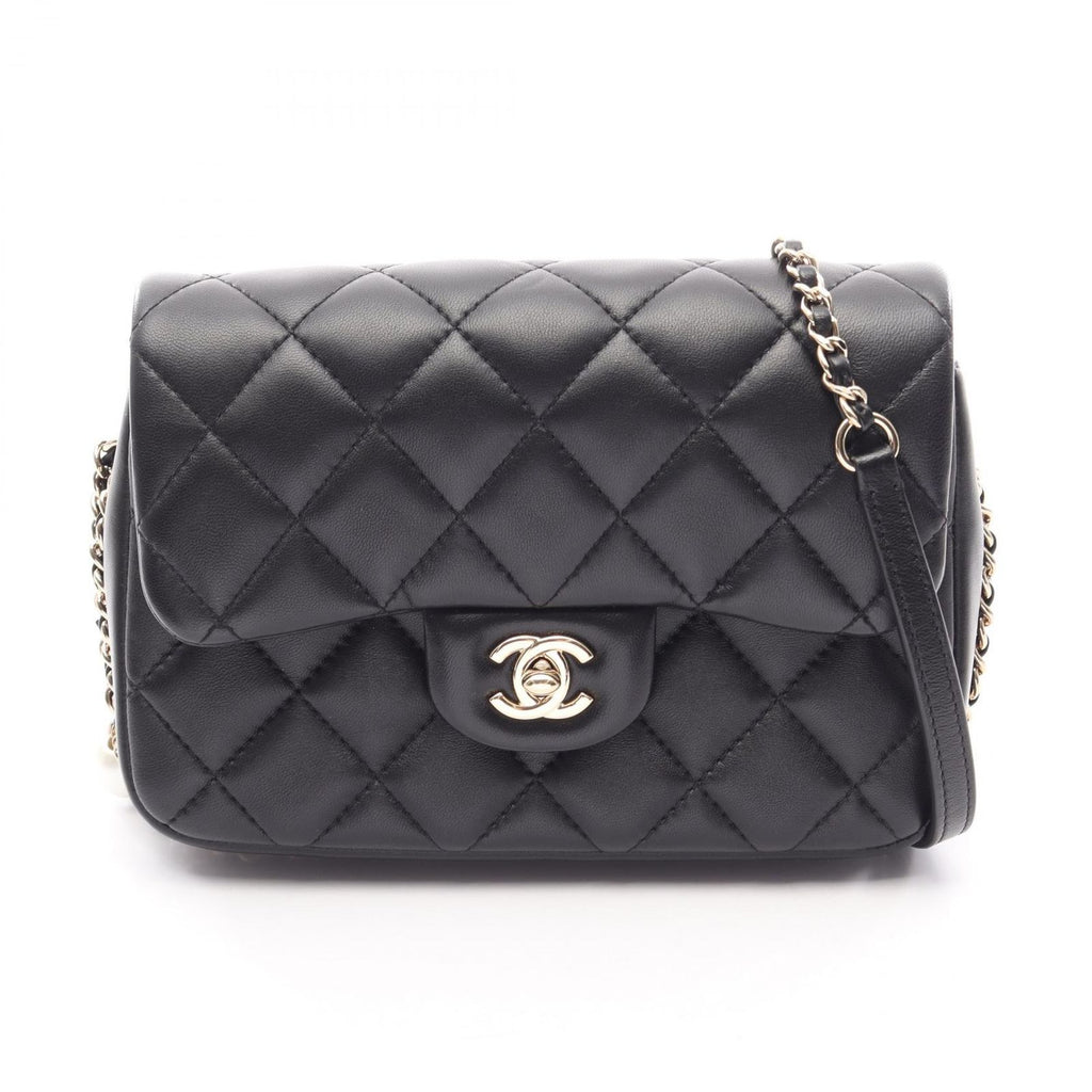 Chanel Shoulder Bag Quilted Chain Around Pearl Black Lambskin