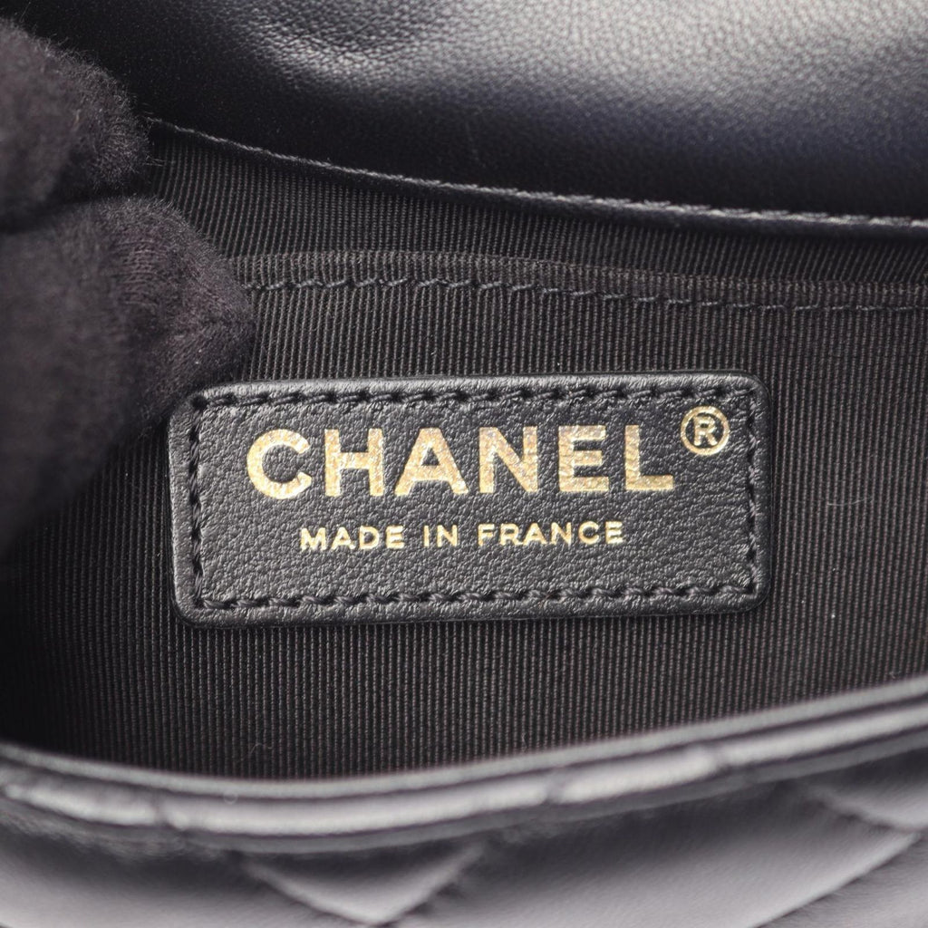 Chanel Shoulder Bag Quilted Chain Around Pearl Black Lambskin — view 4