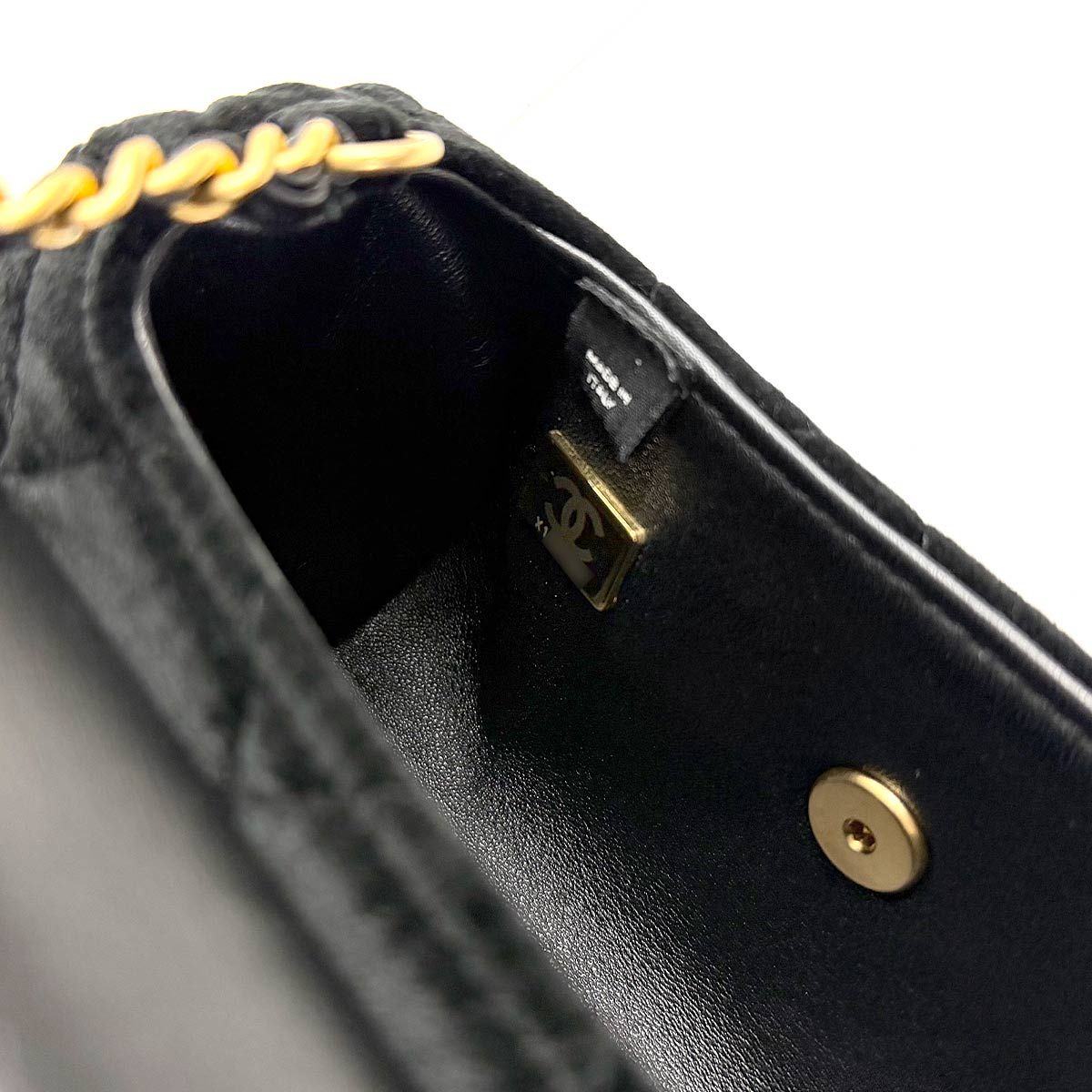 Chanel Quilted 2-Way Hand Chain Shoulder Bag Velvet Leather Black Velour — view 9