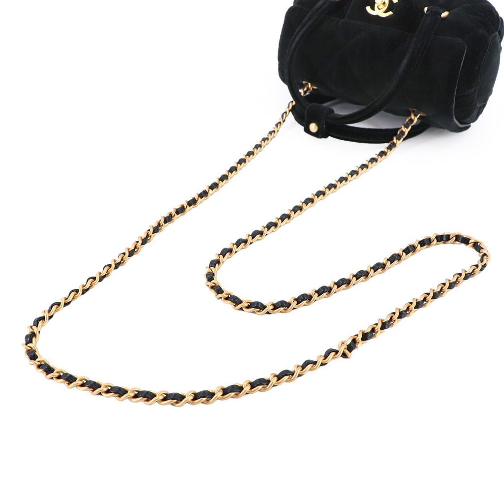 Chanel Quilted 2-Way Hand Chain Shoulder Bag Velvet Leather Black Velour — view 5