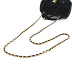 Chanel Quilted 2-Way Hand Chain Shoulder Bag Velvet Leather Black Velour — view 5