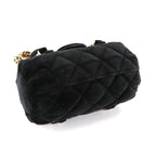 Chanel Quilted 2-Way Hand Chain Shoulder Bag Velvet Leather Black Velour — view 4