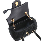 Chanel Quilted 2-Way Hand Chain Shoulder Bag Velvet Leather Black Velour — view 6