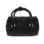 Chanel Quilted 2-Way Hand Chain Shoulder Bag Velvet Leather Black Velour — view 2