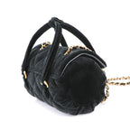Chanel Quilted 2-Way Hand Chain Shoulder Bag Velvet Leather Black Velour — view 3
