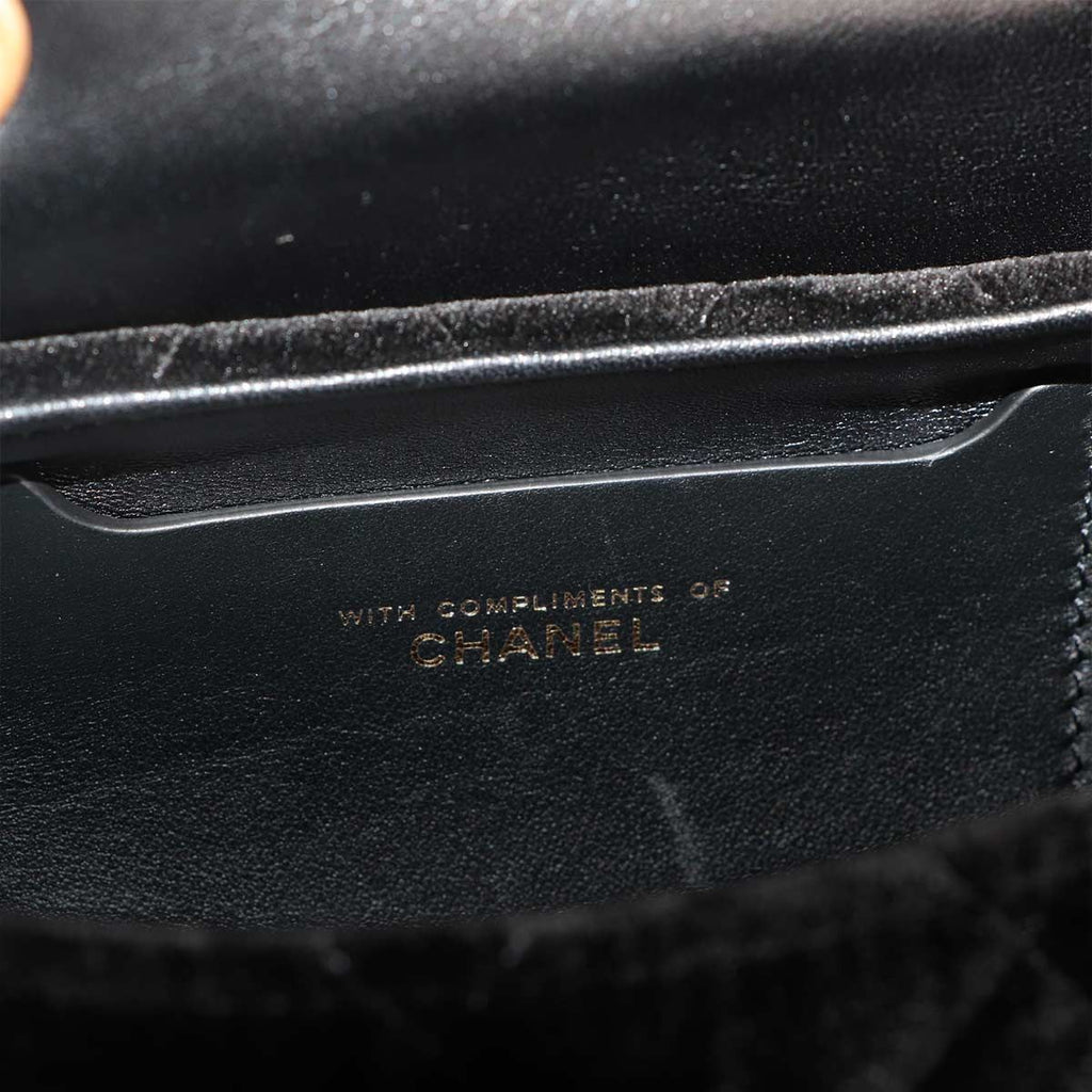 Chanel Quilted 2-Way Hand Chain Shoulder Bag Velvet Leather Black Velour — view 7