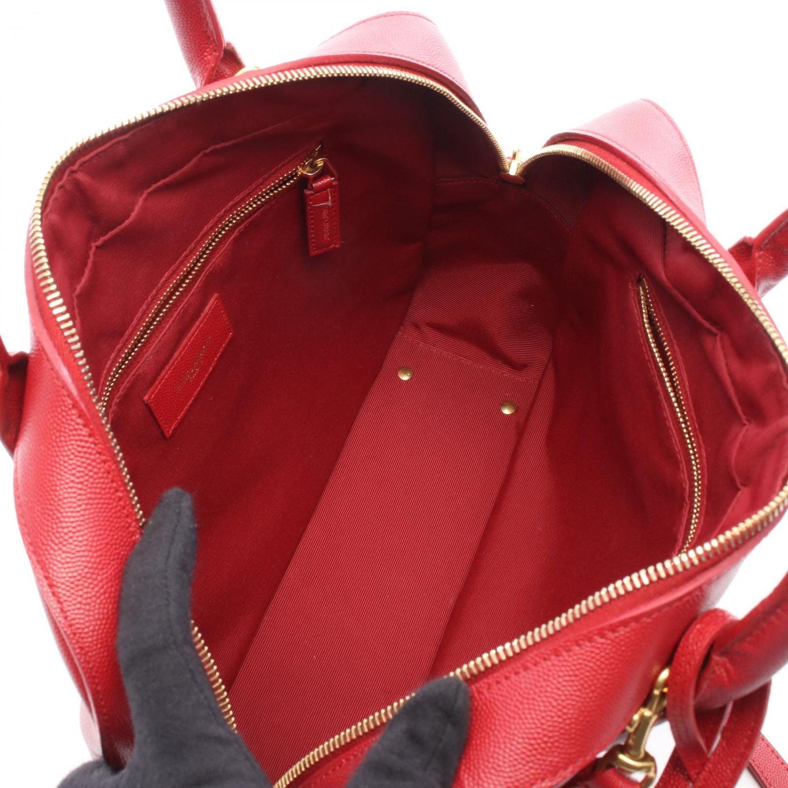 Saint Laurent Paris Handbag Museum 2-Way Red Leather Hand — view 3