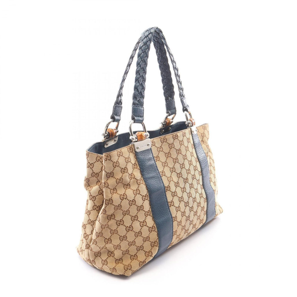 Gucci Tote Bamboo GG Canvas Beige Blue — view 2