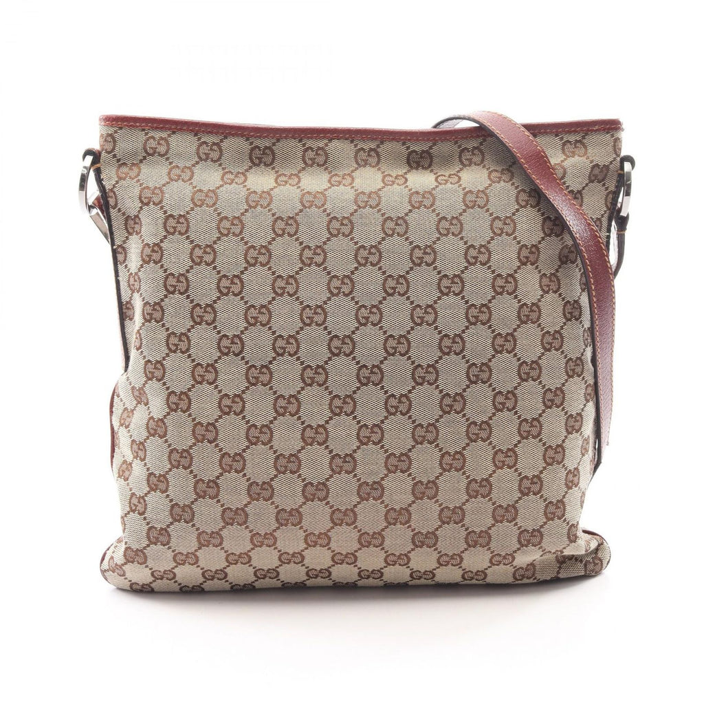 Gucci Shoulder Bag GG Canvas Beige Bordeaux