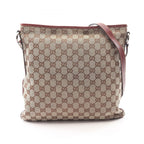 Gucci Shoulder Bag GG Canvas Beige Bordeaux