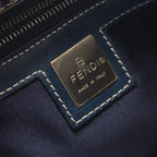 Fendi Shoulder Bag Mamma Bucket Zucchino Navy Gray Canvas Leather — view 4