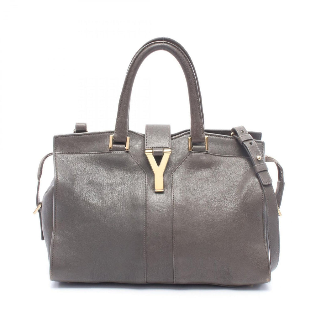 Saint Laurent Handbag Petit Cabas Line 2-Way Gray Leather Hand