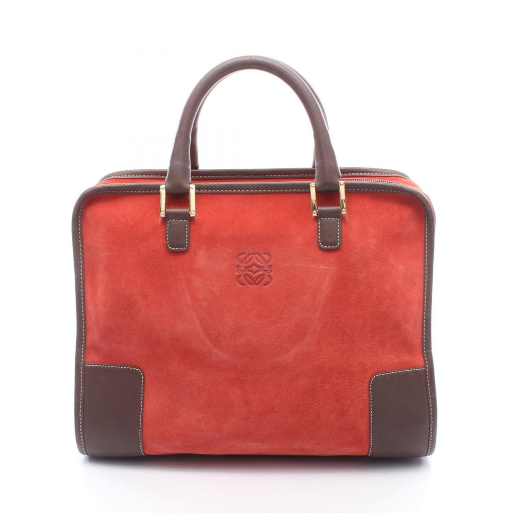 Loewe Handbag Amazona 32 Red Brown Suede Leather Hand