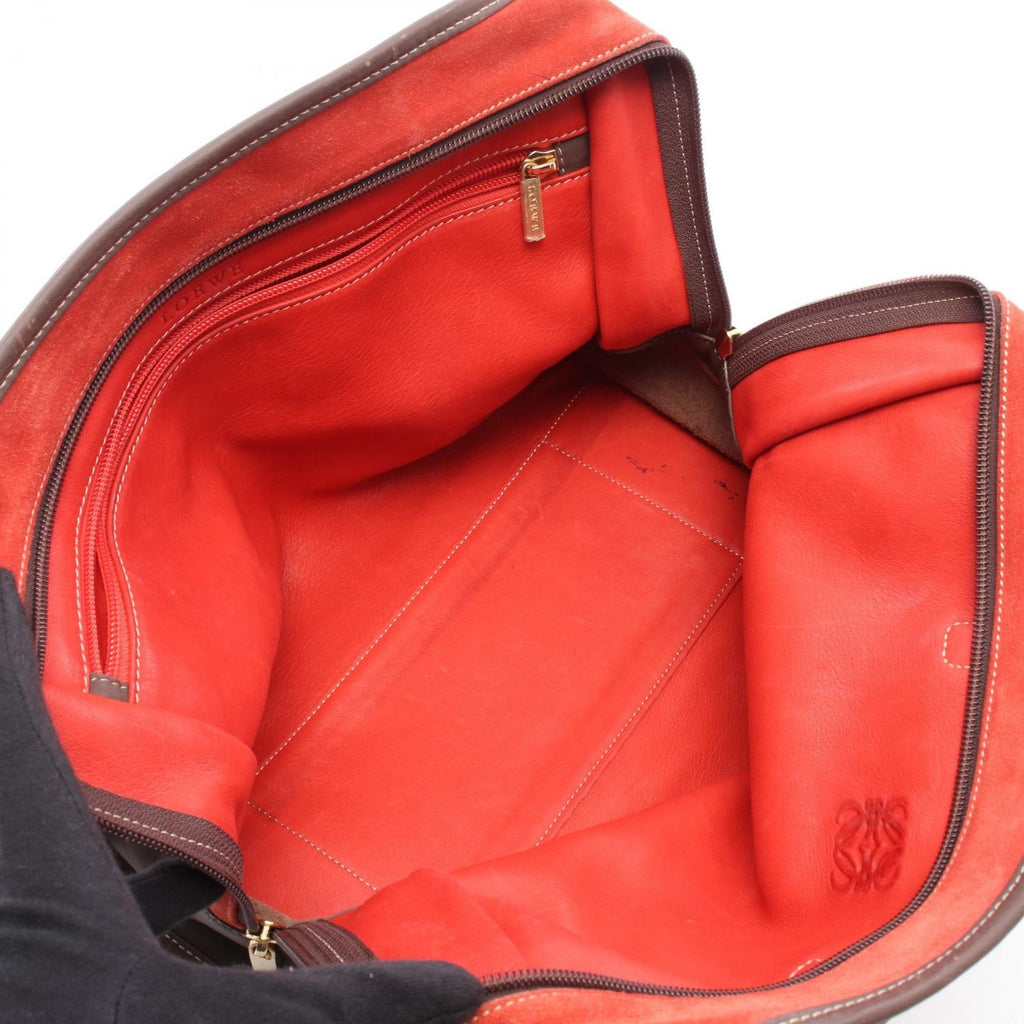 Loewe Handbag Amazona 32 Red Brown Suede Leather Hand — view 3
