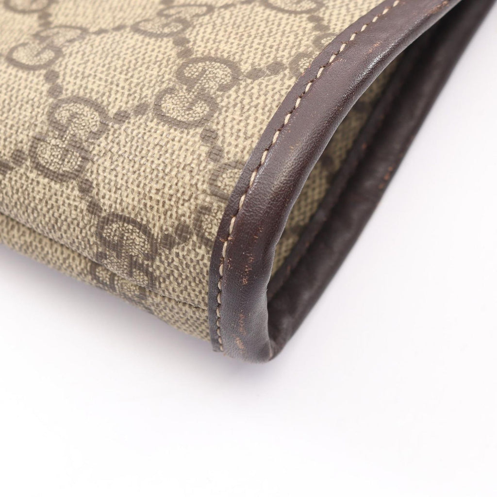 Gucci Tote GG Supreme Beige Dark Brown Canvas Leather — view 9