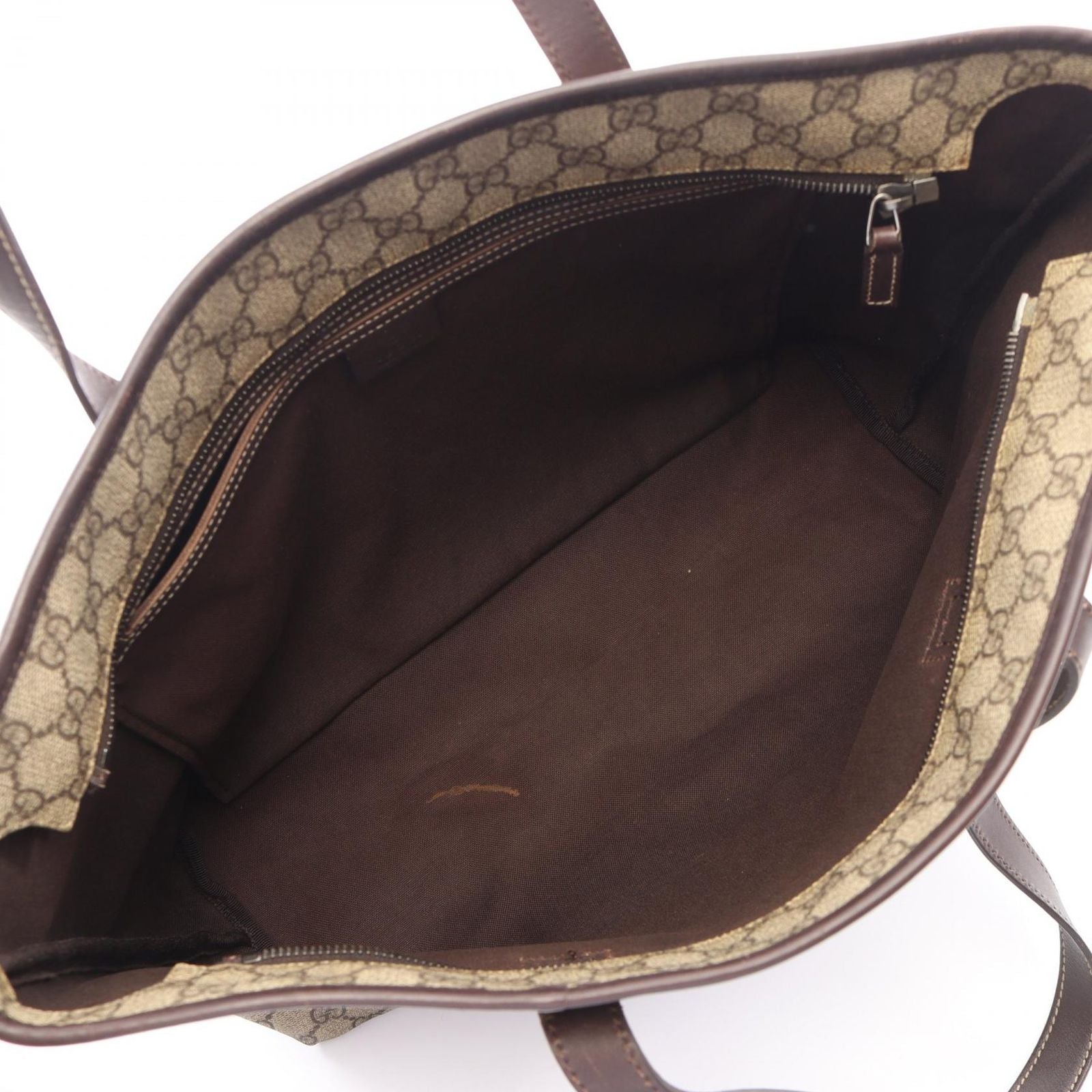 Gucci Tote GG Supreme Beige Dark Brown Canvas Leather — view 3