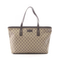 Gucci Tote GG Supreme Beige Dark Brown Canvas Leather