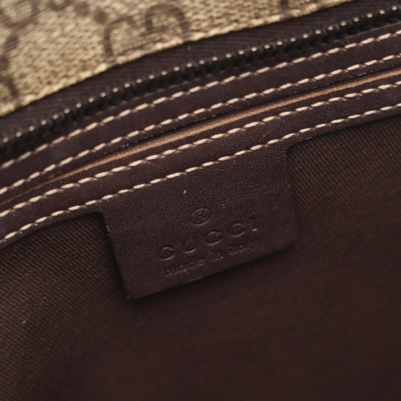 Gucci Tote GG Supreme Beige Dark Brown Canvas Leather — view 4
