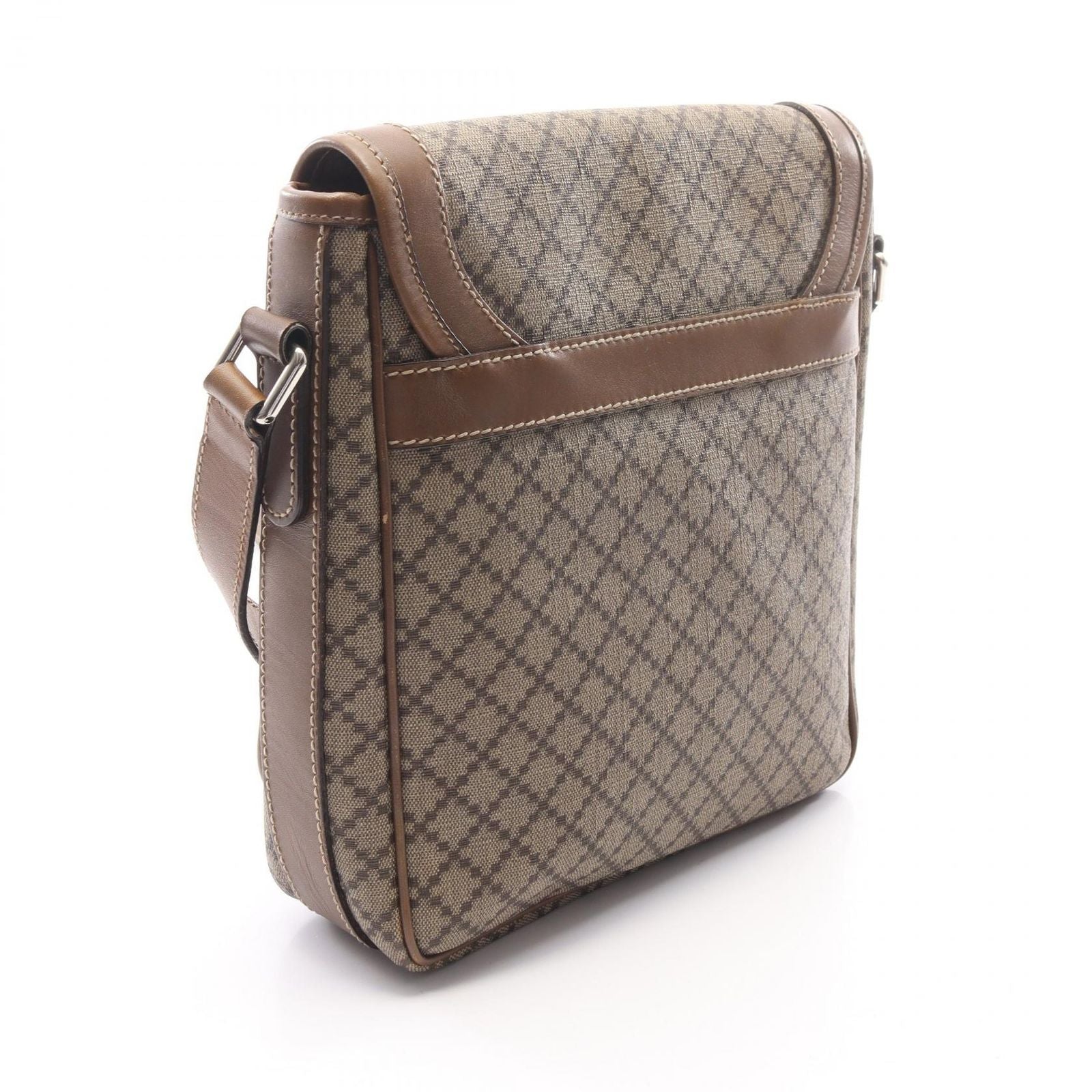 Gucci Shoulder Bag Diamante Brown Beige Canvas Leather — view 2