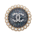 Chanel Brooch CC Logo Lame