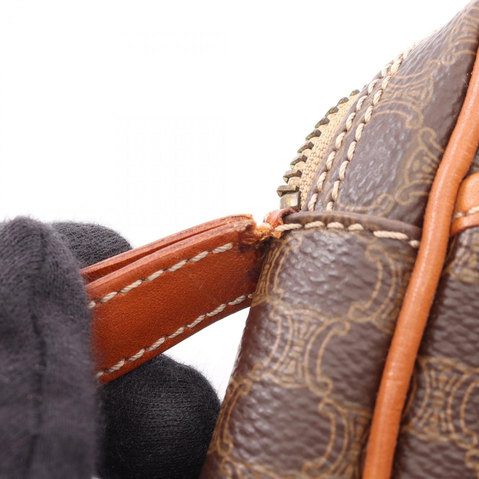 Celine Clutch Macadam Brown Canvas Leather — view 8