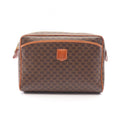 Celine Clutch Macadam Brown Canvas Leather