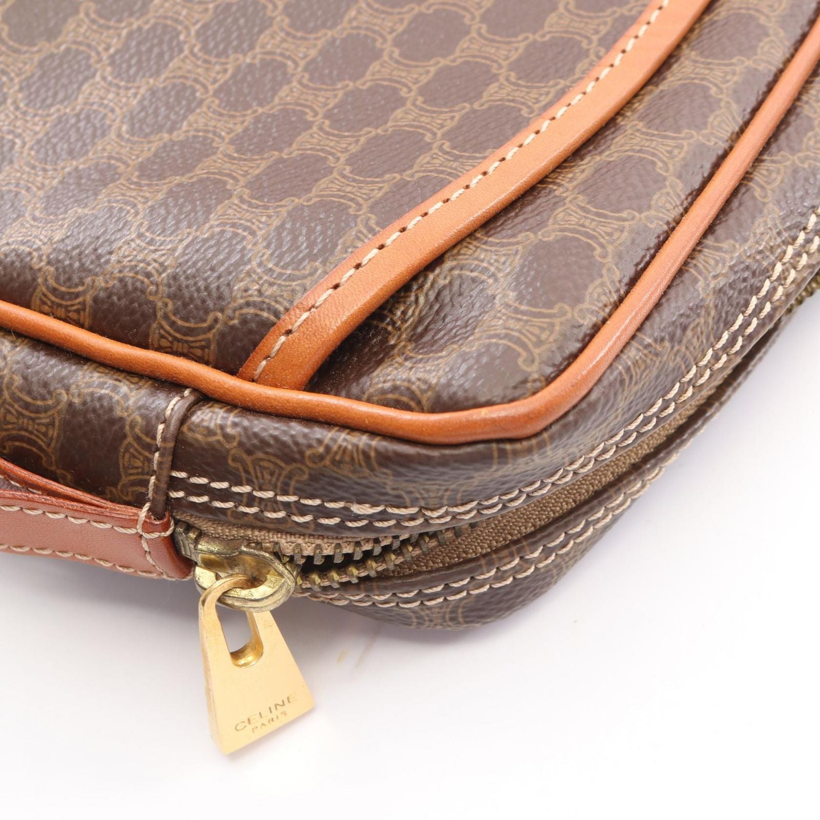 Celine Clutch Macadam Brown Canvas Leather — view 7
