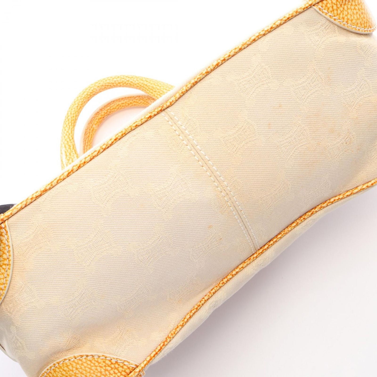 Celine Handbag Boogie Bag Yellow Beige Canvas Leather — view 9