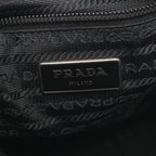 Prada Shoulder Bag Triangle Logo Black Nylon Saffiano Leather — view 4