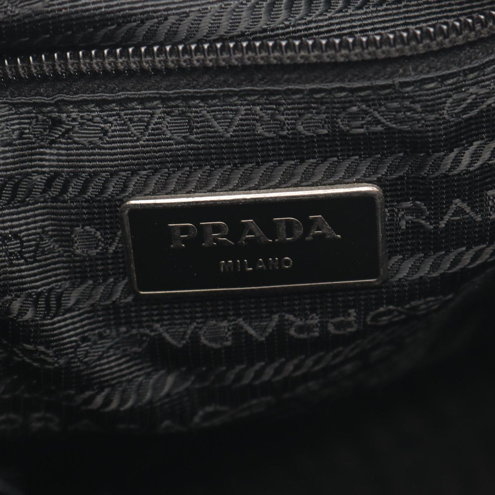 Prada Shoulder Bag Triangle Logo Black Nylon Saffiano Leather — view 4