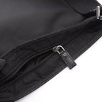 Prada Shoulder Bag Triangle Logo Black Nylon Saffiano Leather — view 6