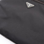 Prada Shoulder Bag Triangle Logo Black Nylon Saffiano Leather — view 8