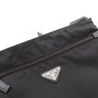 Prada Shoulder Bag Triangle Logo Black Nylon Saffiano Leather — view 9