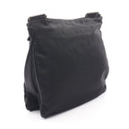Prada Shoulder Bag Triangle Logo Black Nylon Saffiano Leather — view 2