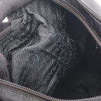 Prada Shoulder Bag Triangle Logo Black Nylon Saffiano Leather — view 5