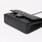 Chanel Quilted 25 Double Flap Chain Shoulder Bag CC Logo Caviar Leather Black — view 8