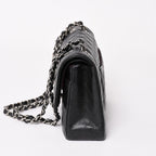 Chanel Quilted 25 Double Flap Chain Shoulder Bag CC Logo Caviar Leather Black — view 4