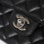 Chanel Quilted 25 Double Flap Chain Shoulder Bag CC Logo Caviar Leather Black — view 7