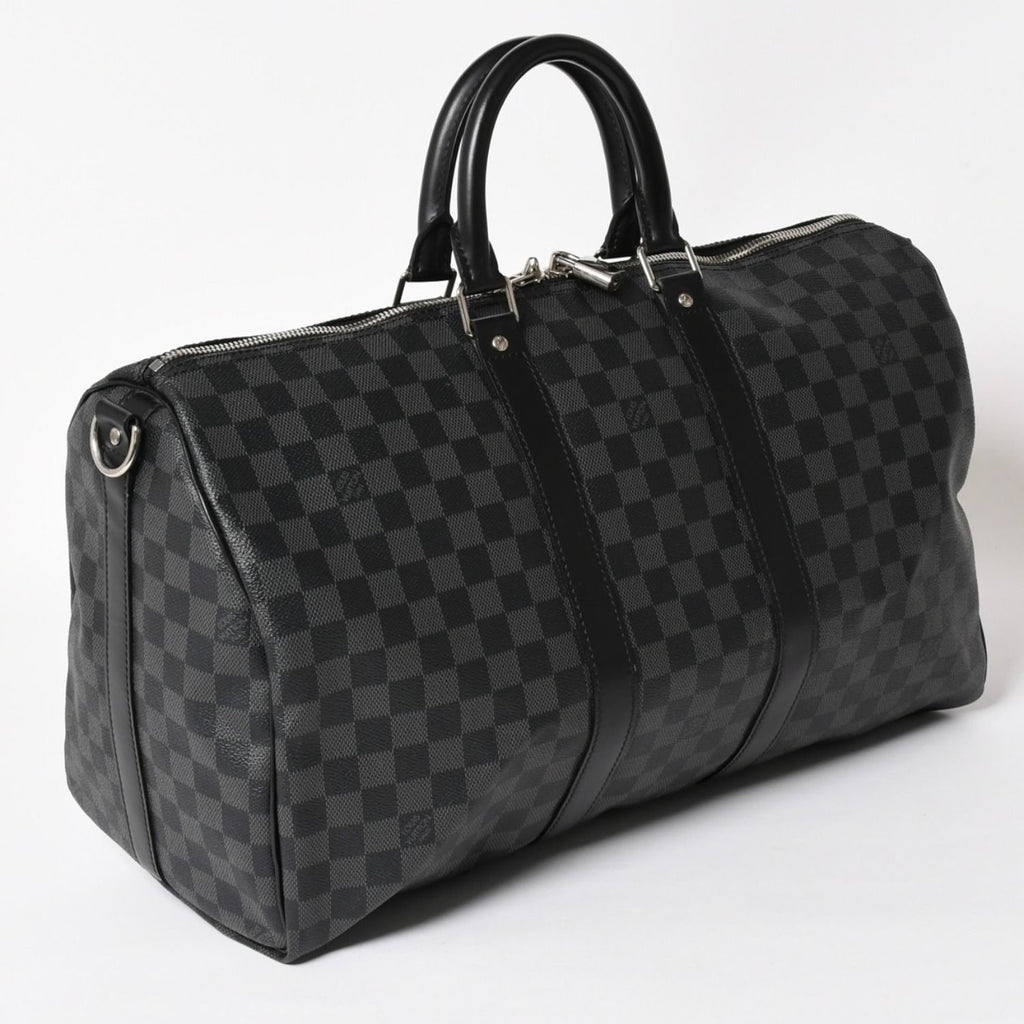 Louis Vuitton Boston Keepall Bandouliere 45 Damier Graphite Black Silver — view 4